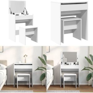 Schminktisch mit Hocker Weiß 60x40x113,5 cm - Schminktisch - Kosmetiktresore - Schreibtisch - Badezimmermöbel - Weißer Schminktisch - Home & Living