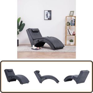 Massage Chaiselongue mit Kissen Grau Wildleder-Optik - Massage-Stuhl - Relaxliege - Chaise Lounge - Wohnzimmermöbel - Wohnaccessoires