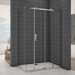 Duschparadies-de - 6mm Sicherheitsklarglas Nischentür Schiebetür Gleittür Dusche Duschabtrennung Duschkabine 90X145cm