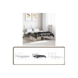 Vidaxl - Bettgestell mit Kopfteil Metall Weiß 120x200 cm - Metallbettfundament - Bettrahmen Weiß - Doppelbett Gestell - Boxspring Rahmen