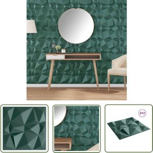The Living Store - vidaXL Wandpaneele 12 Stk. Grün 50x50 cm xps 3 m² Diamant