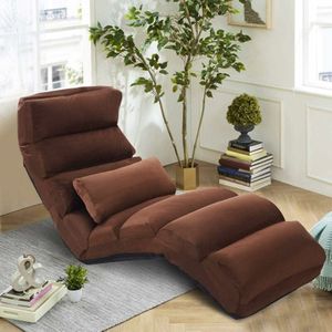 Klappbares Bodensofa mit Rückenlehne, 5 Positionen Verstellbarer Bodensessel, Faules Sofa mit Kopfstütze, Bequemer Polstersessel zum Lesen &
