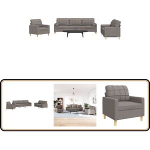 vidaXL 3-tlg. Sofagarnitur mit Dekokissen Taupe Stoff