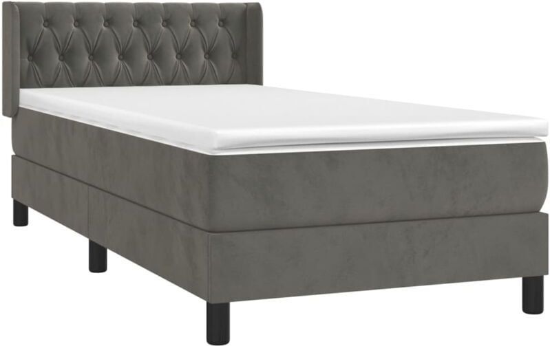Vidaxl - Boxspringbett mit Matratze Dunkelgrau 100x200 cm Samt