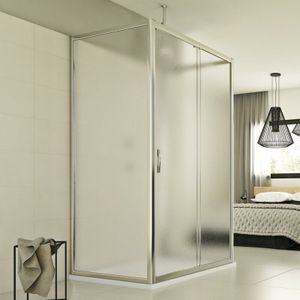 Idralite - Duschkabine 3-seitig Strukturglas h 198 mod. Young Trio 1 Tür 70x130x70 cm