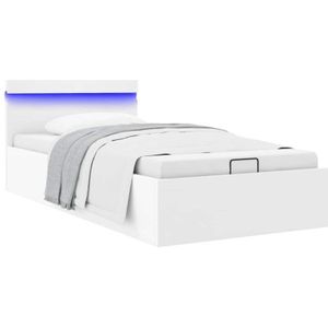 Torana - Bett mit Bettkasten Hydraulisch led Weiß Kunstleder 90x200cm
