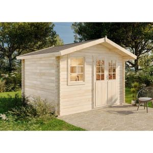 Alpholz - Gartenhaus Modell Matti 40 Gartenhaus aus Holz, Holzhaus mit 40 mm Wandstärke Blockbohlenhaus Naturbelassen