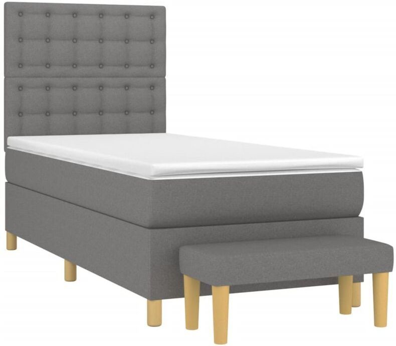 Jinlefu - Boxspringbett mit Matratze Dunkelgrau 90x200 cm Stoff vidaXL
