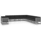 Vidaxl - 11-tlg. Garten-Lounge-Set mit Kissen Grau Kiefer Massivholz