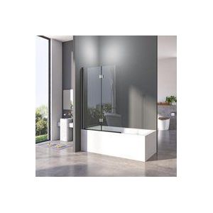 Boromal - Duschwand für Badewanne 120x140 cm Badewannenfaltwand 2-teilig Faltbar 5mm esg Glas Nano Beschichtung Duschtrennwand Schwarz