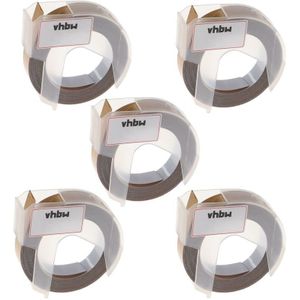 5x 3D Prägeband-Schriftband-Kassette kompatibel mit Dymo Omega Etiketten-Drucker 9mm Weiß auf Gold - Vhbw
