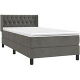 Vidaxl - Boxspringbett mit Matratze Dunkelgrau 90x200 cm Samt