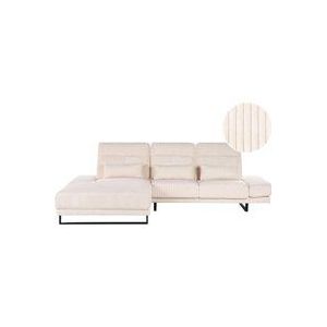 Beliani - 4-Sitzer Ecksofa Beige Cord L-Förmig mit Chaiselongue Rechtsseitig 3 Dekokissen Verstellbare Armlehnen Rückenlehne Sitztiefe Kopfstütze
