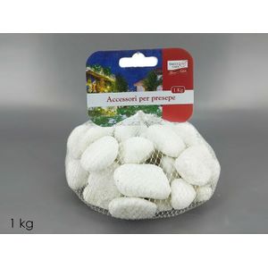 Beutel mit großen weißen Steinen für Weihnachtsschmuck 1 kg