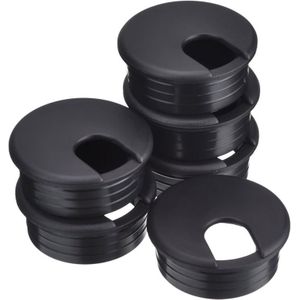 ZVD - Schwarze Kabeldurchführungen für den Schreibtisch – Kunststoff-Kabelmanagement für Computer – 45 mm – 6er-Pack