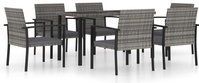 7-tlg. Garten-Essgruppe Poly Rattan Grau Vidaxl