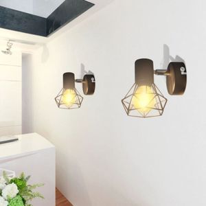 Wandleuchten 2 Stk. LED-Glühlampe Industrie-Stil Drahtschirm Schwarz Vidaxl