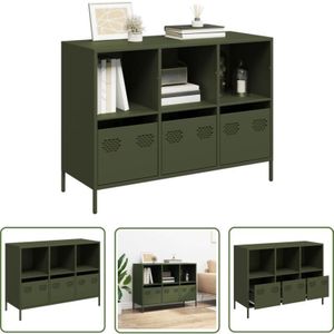 VidaXL Sideboard Olivgrün 101,5x39x73,5 cm Kaltgewalzter Stahl