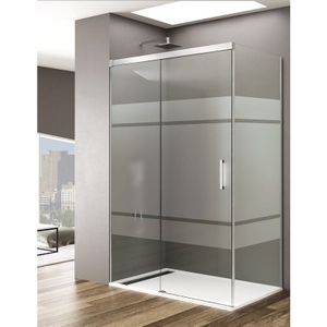 Basic Duschkabine 1+1 Mit 8mm fester Seite ohne Bodenprofil 5 Farben 2 Glasarten 6mm in Aluminium Chrom-profil 110x75 cm Siebdruck glas - Allstone