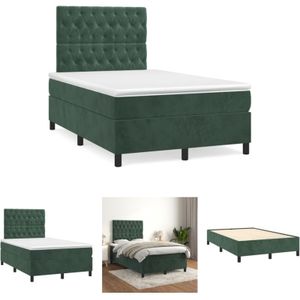 Boxspringbett mit Matratze Dunkelgrün 120x190 cm Samt - Betten & Bettgestelle - Grün - The Living Store