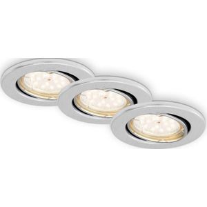 Brilo - led Einbauleuchte 3er Set dimmbar schwenkbar IP23 GU10 Ø8,6cm 5W alu ner