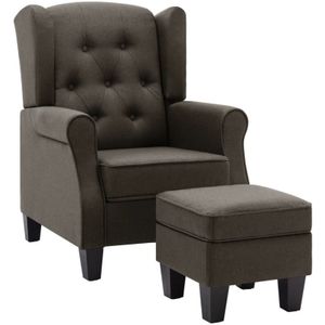 Sessel mit Fußhocker Taupe Stoff Vidaxl