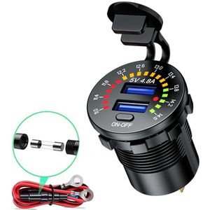 ZVD - 4,8 a Dual-USB-Autoladegerät – LED-Anzeige, Voltmeter, Handy-Adapter