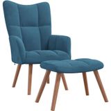 Relaxsessel mit Hocker Blau Samt Vidaxl