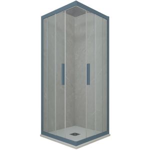 Forte - Eck-Duschkabine in pvc 70x100 Klarglas Marineblau Kolors