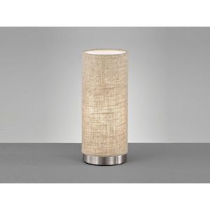Meinewunschleuchte - led Tischlampe mit Lampenschirm Zylinder Leinen Beige, 25cm klein