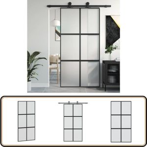 Vidaxl - Schiebetür Schwarz 102,5x205 cm Hartglas und Aluminium - Schiebetür - Glasschiebetür - Innenraumtür - Haustür - Schwarze Schiebetür