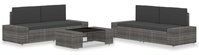 5-tlg. Garten-Lounge-Set Poly Rattan Grau Vidaxl