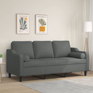 Torana - 3-Sitzer-Sofa mit Zierkissen Dunkelgrau 180 cm Stoff