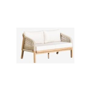 Sklum - 2-Sitzer-Sofa aus Akazienholz Dubai Gardenia Weiß Rustikales Akazienbraun