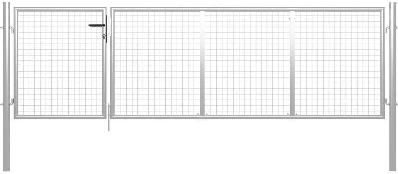 Gartentor Stahl 350 x 75 cm Silbern Vidaxl