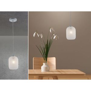 Fan Europe - Pendelleuchte ashford Relief Kristall Milchglas transparent Weiß Ø20cm