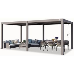 Primeyard Pergola 3x6 m Aluminium Pfosten mit Lamellendach aus Aluminium graue Terrassenüberdachung