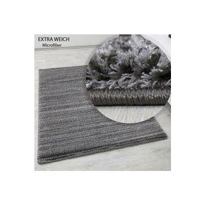 Moderner Wohnzimmer Teppich Extra Weich Mikrofaser Spezial Melierung Grau,80x150 cm