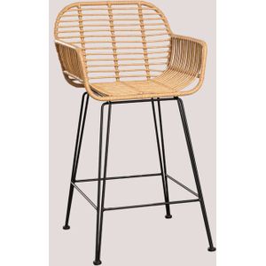 Packung mit 2 Eska-Hockern aus synthetischem Rattan Schwarz ↑65 cm - Sklum