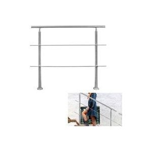 Rampe d'escalier acier inoxydable main courante balustrade Garde-corps argenté 100 cm 2 crossbars