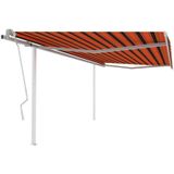 Markise Manuell Einziehbar mit Pfosten 4,5x3 m Orange & Braun Vidaxl