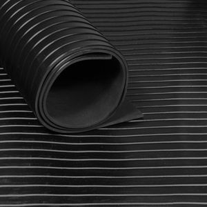 Rubber loper / rubbermat op rol van 12 m2 - Streep 6 mm - Breedte 120