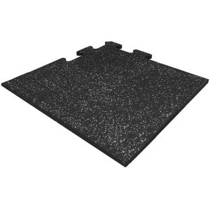 Rubber puzzel tegel - 50 x 50 cm – zwart SBR / grijs EPDM - Hoekstuk