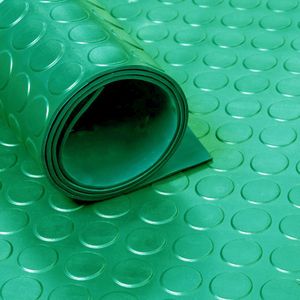 Rubber loper / rubbermat op rol Noppen 3mm groen - Lengte 10 m - Breed