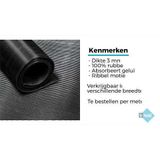Rubbermat op rol - fijne ribbel - Dikte 3mm - Breedte 40 cm - Rubber loper - Per strekkende meter
