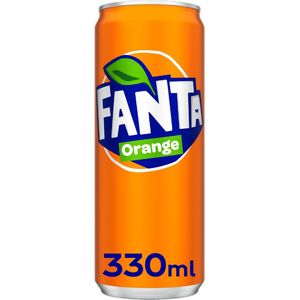 Fanta Orange frisdrank, sleek blik van 33 cl, pak van 24 stuks