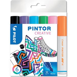 Pilot Pintor Creativ marker, medium, blister van 6 stuks in geassorteerde kleuren