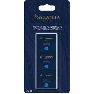 Waterman inktpatronen Standard, blauw (Serenity), blister van 36 stuks