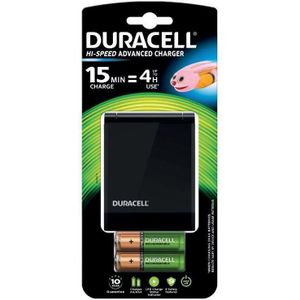 Duracell batterijlader Hi-Speed Advanced Charger, inclusief 2 AA en 2 AAA batterijen, op blister