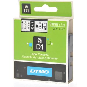 Dymo D1 tape 9 mm, zwart op wit